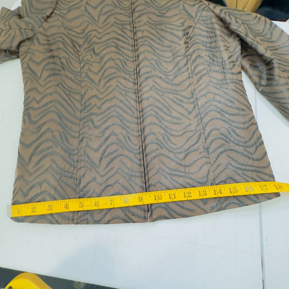 Due Per Due Ladies NWT Brown Black Zipper Jacket Style T71850 Striped Tiger - Picture 14 of 16